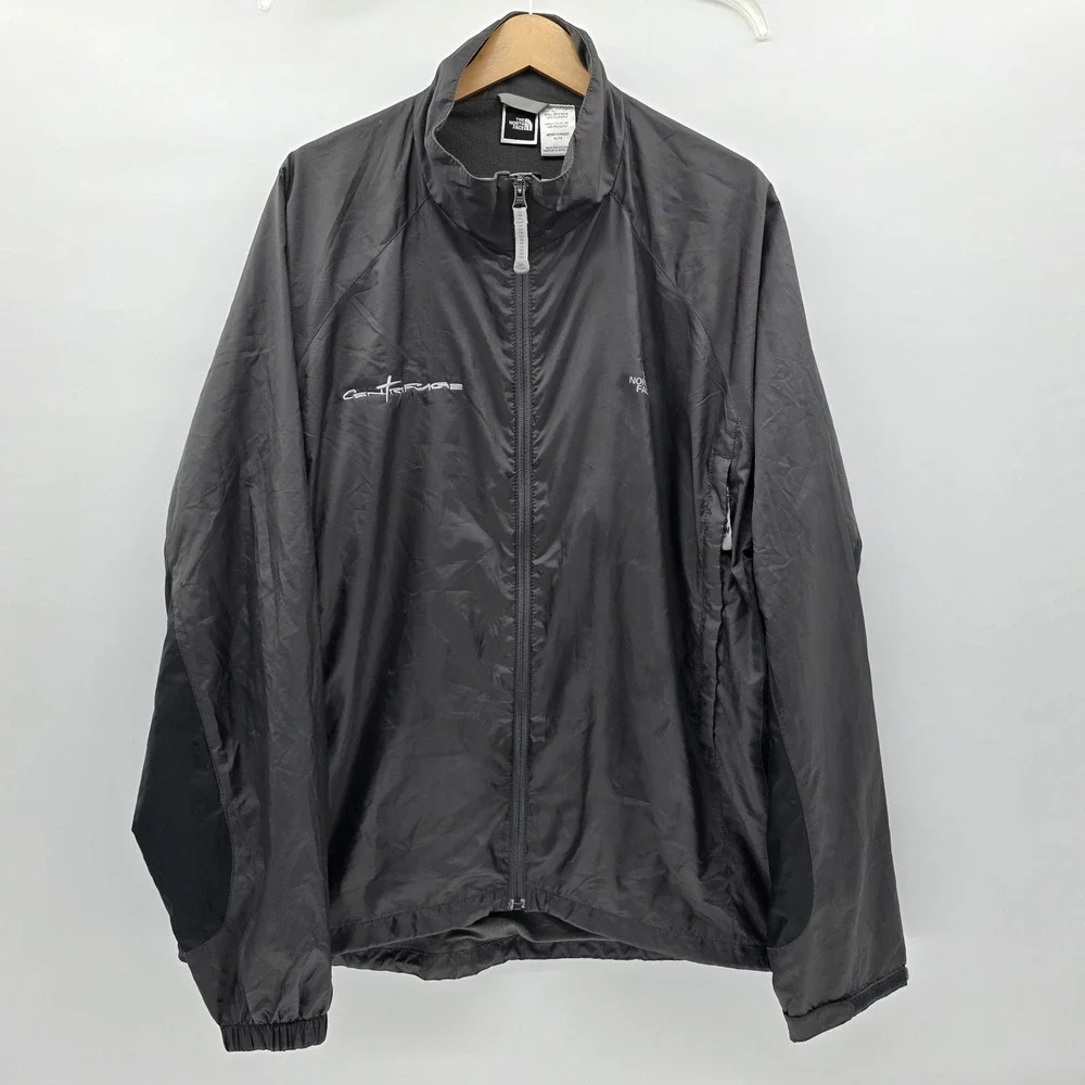 The North Face Stow Jacket Mens XL Gray Full Zip Windbreaker Fleece Lined